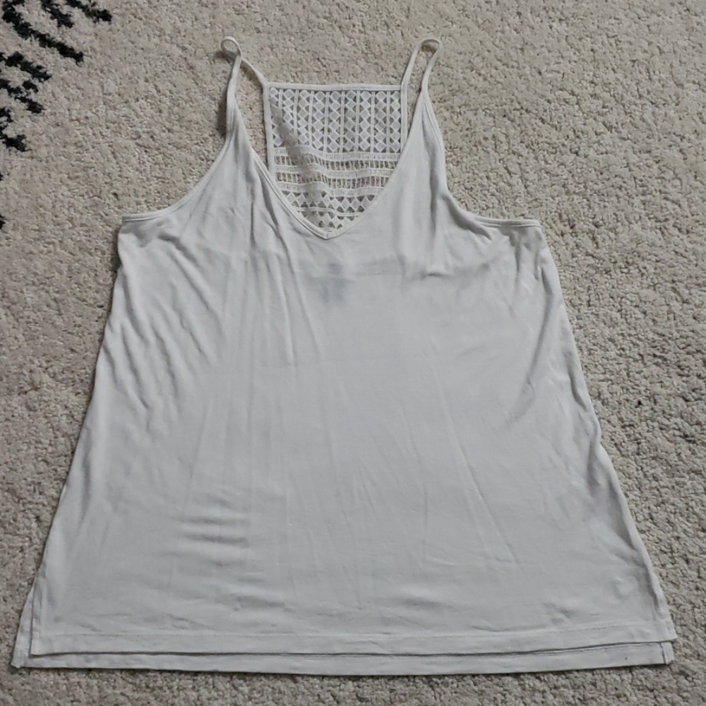 Old Navy White Crochet Back Tank
